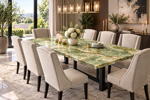 Grüner onyx tischplatte - onyx, gold