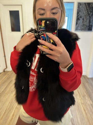 Echtpelz weste fuchs schwarz - fuchs,