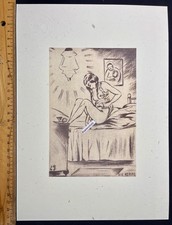 Erotische Gyclée Grafik „Die Kerze“ um 1925 - Vagina Fanny Lick LGBT wank her