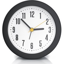 Bearware Wecker Analog Rund Großes Ziffernblatt Schwarz Matt