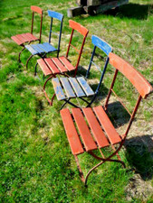 Antiker Biergarten Klappstuhl wetterfest und authentisch Original Farbe um 1920