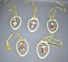 5 x Goebel Ostern hängendes Ornament Hase im Ei Porzellan Fach #F4