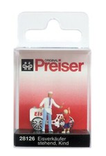 Preiser 28126 Eisverkäufer stehend, Kind Spur H0 1:87