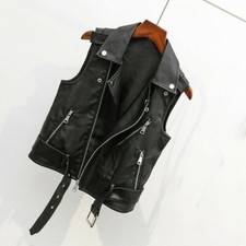 Damen Kunstleder Weste Mantel