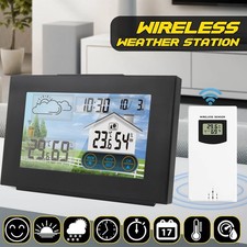 Funk Wetterstation & Außensensor Hygrometer Thermometer Wecker Uhr Farbdisplay