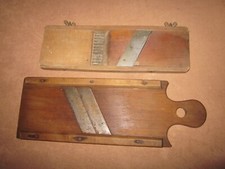2x KRAUTHOBEL Gemüsehobel Küchenreibe ALT ANTIK aus Holz 43,5 + 36 cm lang DEKO