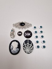 Set Gothic Cabochons Anhänger Cameo Augen Hobbyaufgabe Schmuck Basteln Goth Emo