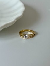 Damen Verlobungsring schöner Ring Gold Silber Zirkonia Geschenk Frauen