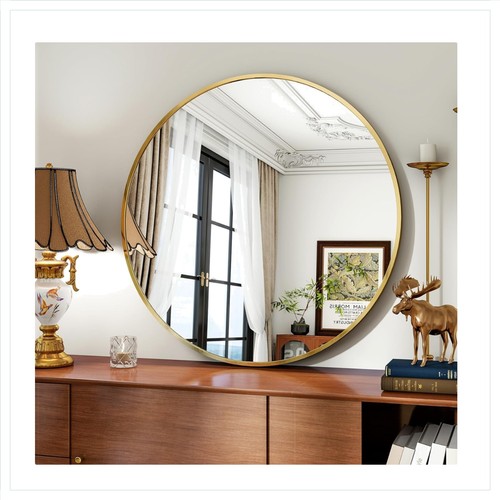 Wandspiegel rund 80cm gold - wandspiegel,