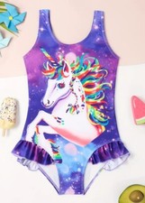 Süßer Einhorn Motiv Mädchen Badeanzug, Gr.110/116