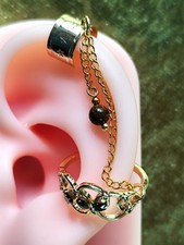 Doppel-Cuff BRONZIT Edelstein kein Loch Ohrring +Helix Anti-Stress Heilstein