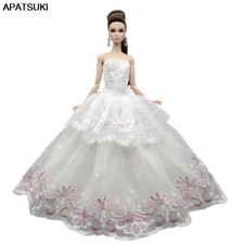 Weiße Spitze Hochzeitskleid für Barbie Puppe Outfits Kleidung Prinzessin Kleider