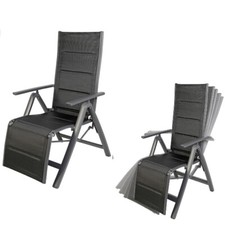 Alu Liegestuhl 6-fach verstellbar gepolstert Hochlehner Gartenmöbel Gartensessel