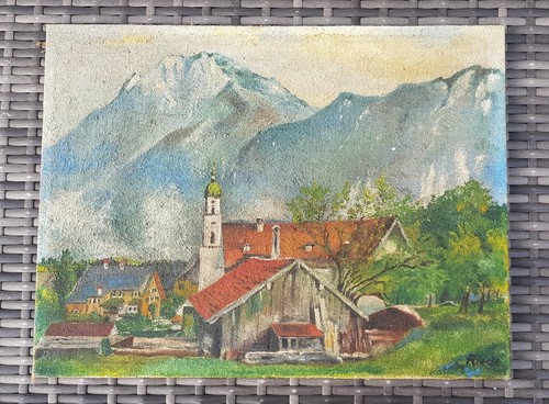Altes ölbild dorf - Ölbild,