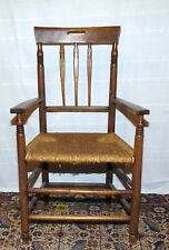 Antiker Worpsweder Armlehn-Stuhl, Seilsitz, Eiche Massiv