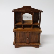 Altes Puppenstuben Holz Puppenmöbel Modellmöbel Aufsatzschrank Zierschrank (38)