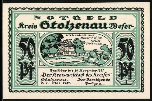 Notgeld stolzenau weser 1921 - notgeld,