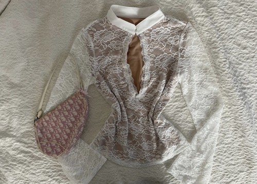 Lace longsleeve white - lace,