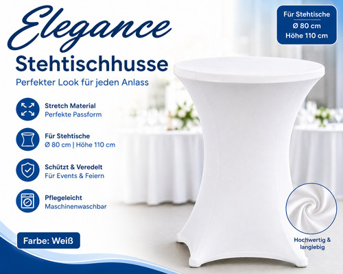Stehtischhusse weiß stretch - stehtischhusse,