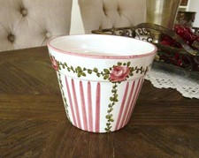 Süßer Cottage-Stil Blumentopf Rosendekor ø 13 cm x H 11 cm rosa grün weiß