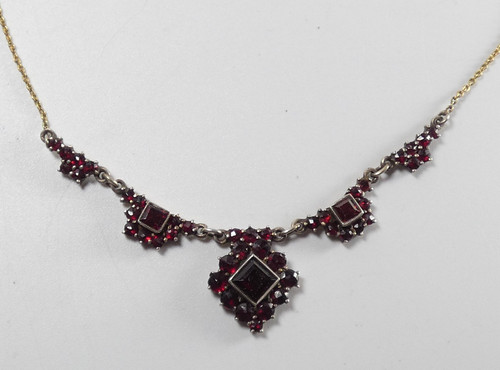 900 silber granat collier - 900,