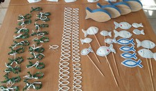 XXL Paket Dekoration Kommunion Konfirmation Taufe Junge Fische 95 Teile