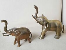 2 alte, echte massive Messing Elefanten Deko Figuren indisch, Feng Shui