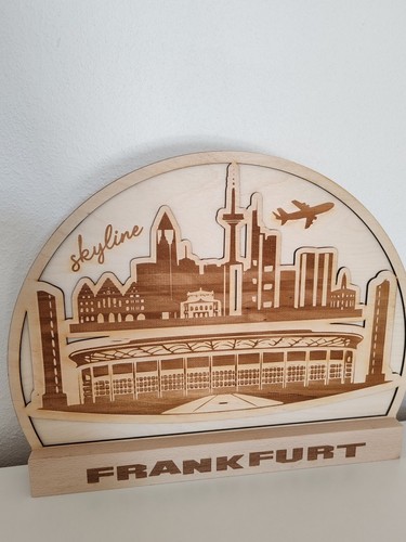 Frankfurt skyline holzschild - frankfurt,