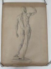 Antikes Gemälde Bild Männlicher Muskel Akt Rückenansicht