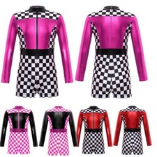 DE iEFiEL Kinder Mädchen Rennanzug Langarm Rennfahrer Rennfahrerin Overall Party