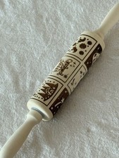 Teigrolle mit Weihnachtsmotiven  für Springerl  (Holz mit Muster) B  34cm