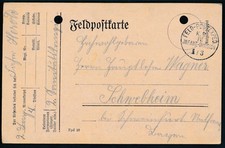 Feldpost Feldpostkarte Feld-Post-Exped. Schwebheim 1915
