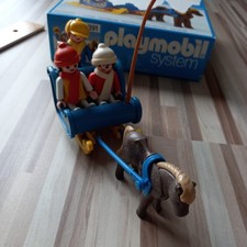 Playmobil  3391, Vintage 1981 - 3 Kinder mit Pony und Schlitten- beschädigte OVP