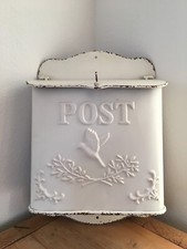 Briefkasten POST Shabby Chic Vintage Landhaus Antik Metall weiß creme 35x24