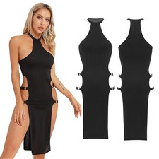 Damen Transparent Mesh Kleid Dessous Lingerie Sexy Neckholder Abend Swing Kleid