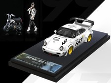 PORSCHE RWB 964 - #667 + Figure & Bike  - white - BSC 1:64
