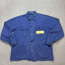 Vintage französische Jacke Erwachsene mittelblau Fischgrät Sanfor Arbeitsklei...