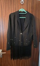 Blazer Schwarz Perlen & Fransen Gr. 42