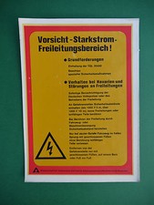 DDR Schild Warnschild Schiebebild Vorsicht Starkstrom Freileitungsbereich Vopo