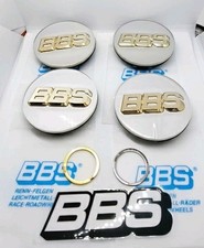 70mm BBS Original 4x Radnabenkappen  Emblem Platin Silber 3D Logo + Geschenk