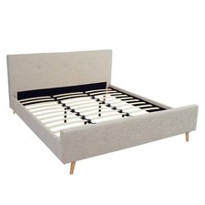 B-Ware Polsterbett MCW-J98, Bett Doppelbett + Lattenrost, Holz, 180x200cm beige