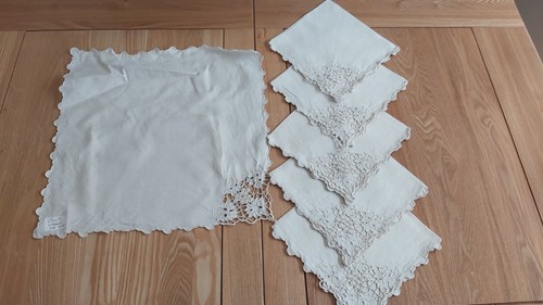 Vintage creme bestickte - x6,