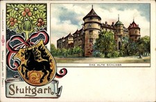 Künstler Wappen Litho Stuttgart in Württemberg, Altes Schloss - 11288155