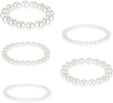 5x Perlenarmband Damen Weiß