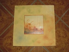 Bild gelb 40x40 cm mit kleinem Bild Landschaft 18x18 cm vorgesetzt gelb-orange