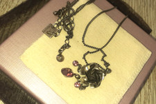 Kette lang Konplott Rose silber rosa Steinchen  NEUwertig, 1x getragen - Rarität