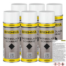 6x Thermolack Ofenlack Auspufflack hitzebeständig schwarz matt bis 600°C Spray