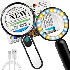 Extra große LED Handlupe mit Licht 15x Fach Vergrößerung Beleuchtete Leselupe DE