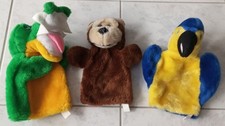 3 Handpuppen Werbefigur Sparkasse: Papagei, Affe, Krokodil - gebraucht