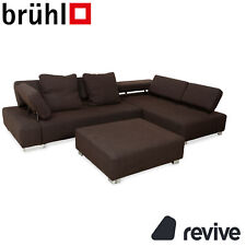 Brühl Sunrise Stoff Ecksofa Garnitur Braun manuelle Funktion Sofa Couch + Hocker
